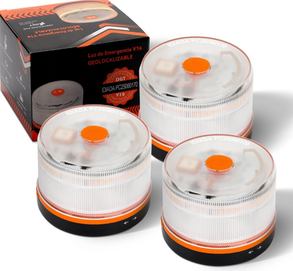 DarkFairy Luz de Emergencia V16 Aprobada por la DGT con Geolocalización 3.0 – Señalización de Ubicación para Automóviles, Plan de Datos Incluido – Base Magnética IP54 – Cumple con la Normativa 2026