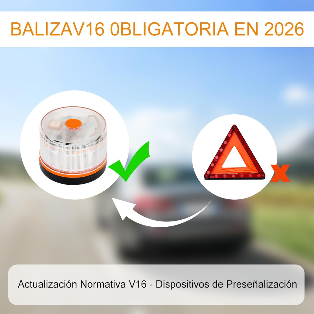 DarkFairy Luz de Emergencia V16 Aprobada por la DGT con Geolocalización 3.0 – Señalización de Ubicación para Automóviles, Plan de Datos Incluido – Base Magnética IP54 – Cumple con la Normativa 2026