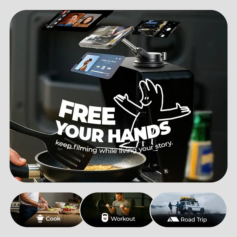 360°Vacuum Car Phone Holder, Suction Phone Mount with One-Step Lock, Retractable, Compact & Stable Design, Car Accessories